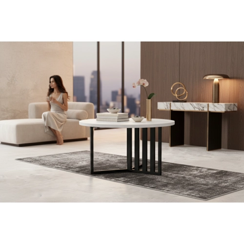 STOLIK KAWOWY Metalowy Blat Biały Płyta MDF  STK-923